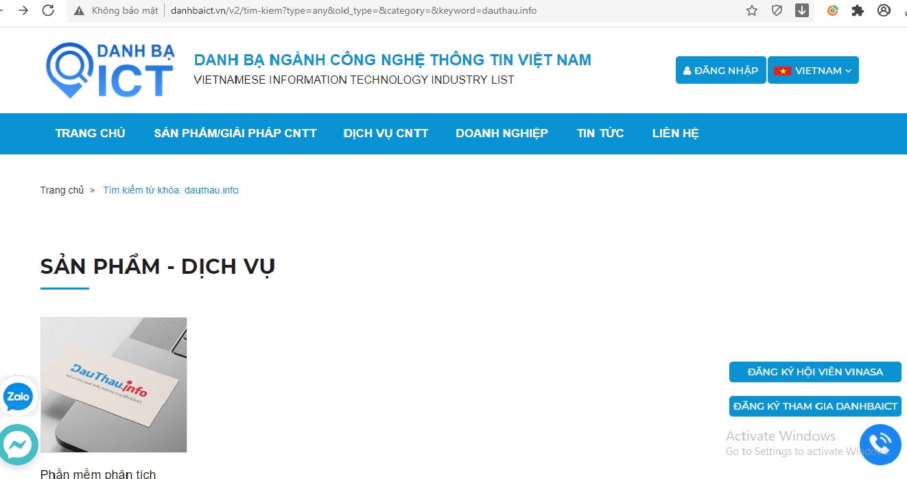 Danh bạ ngành CNTT Việt Nam đưa tin: DauThau.info góp mặt...