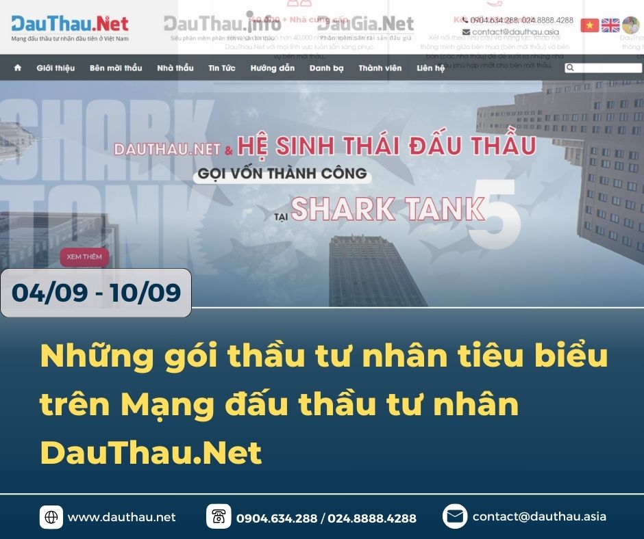 Những gói thầu tư nhân tiêu biểu trên DauThau Net