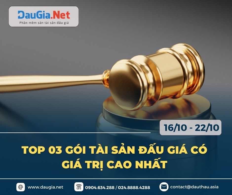 03 gói tài sản đấu giá có giá trị cao nhất