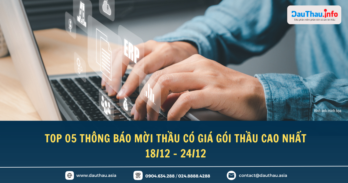TOP 5 thông báo mời thầu có giá trị cao nhất 1812 2412