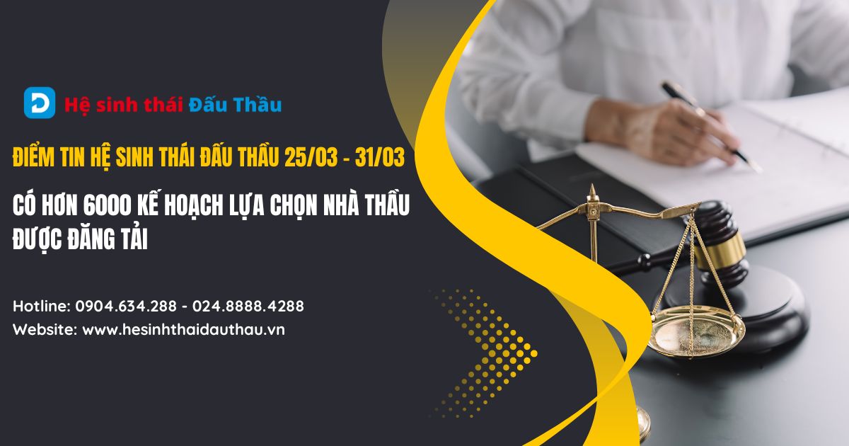 Điểm tin Hệ sinh thái Đấu Thầu 25/03 - 31/03: Có hơn 6000 kế hoạch lựa chọn nhà thầu được đăng tải