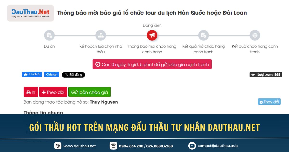 Điểm tin về Mạng đấu thầu tư nhân DauThau Net