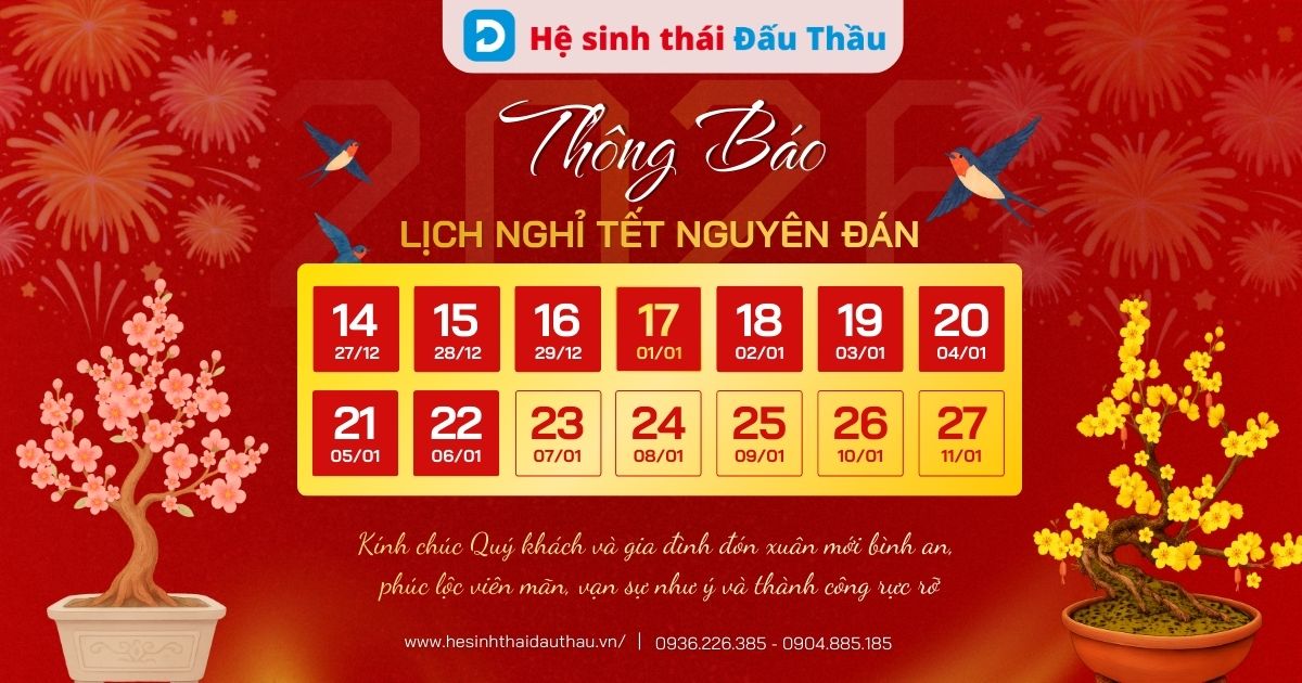 Hệ sinh thái Đấu Thầu thông báo lịch làm việc Tết Nguyên Đán 2026