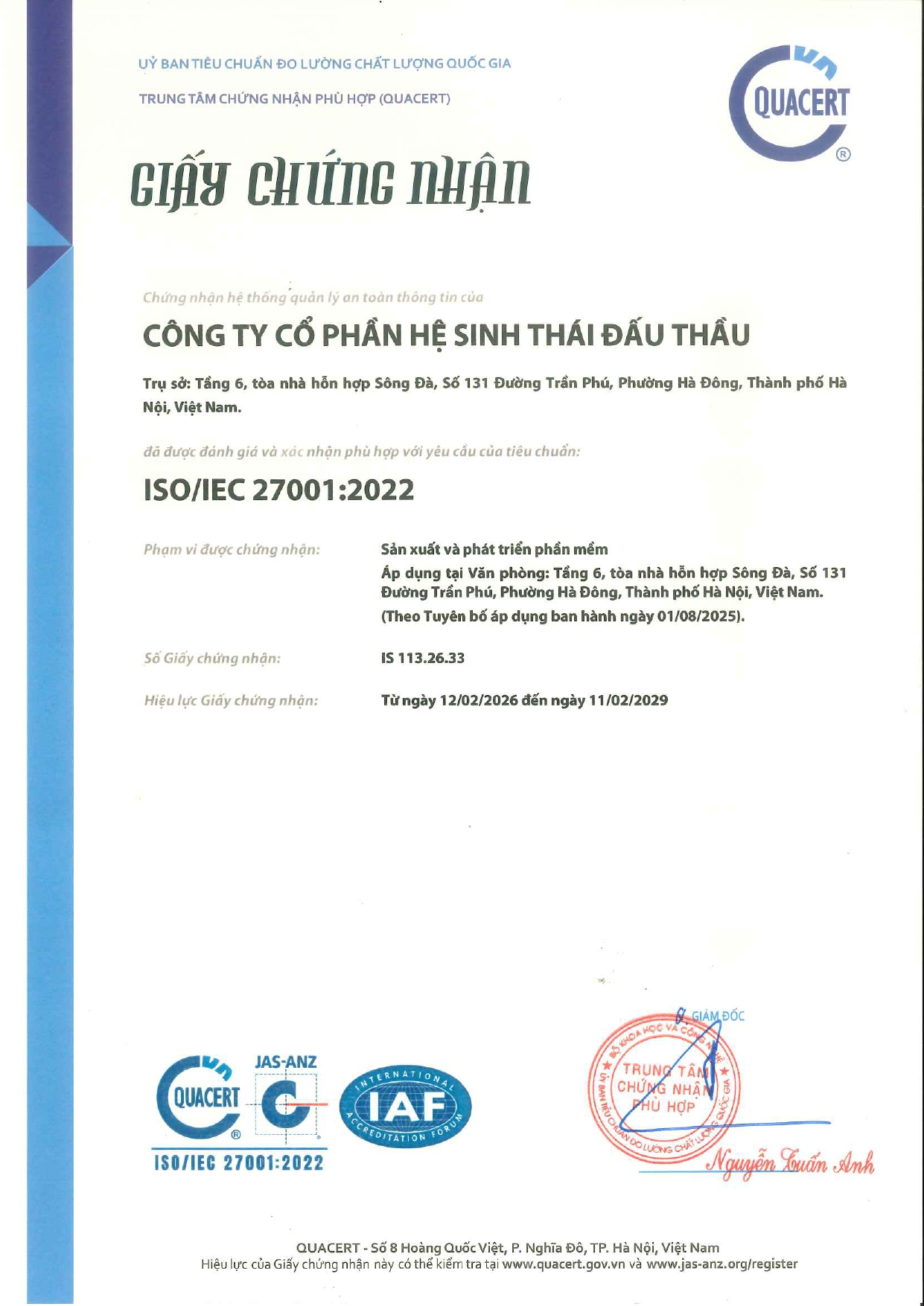 Hệ sinh thái Đấu Thầu đạt chứng nhận ISO/IEC 27001:2022 về Hệ thống Quản lý An toàn Thông tin